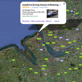 Wirral driving school google map